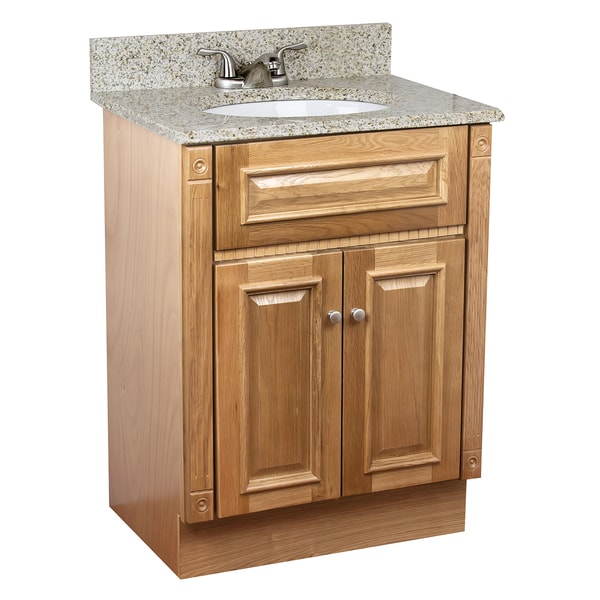 24inch Heritage Oak Bathroom Vanity Sunset Gold Granite Top