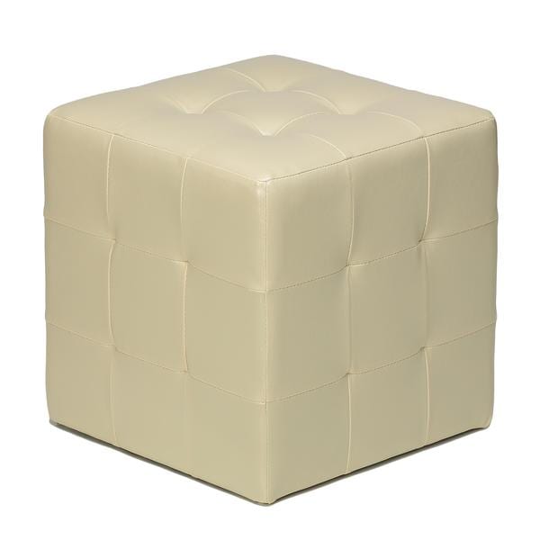 Ivory Faux Leather Cube Ottoman  Free Shipping Today  Overstock.com  15684280