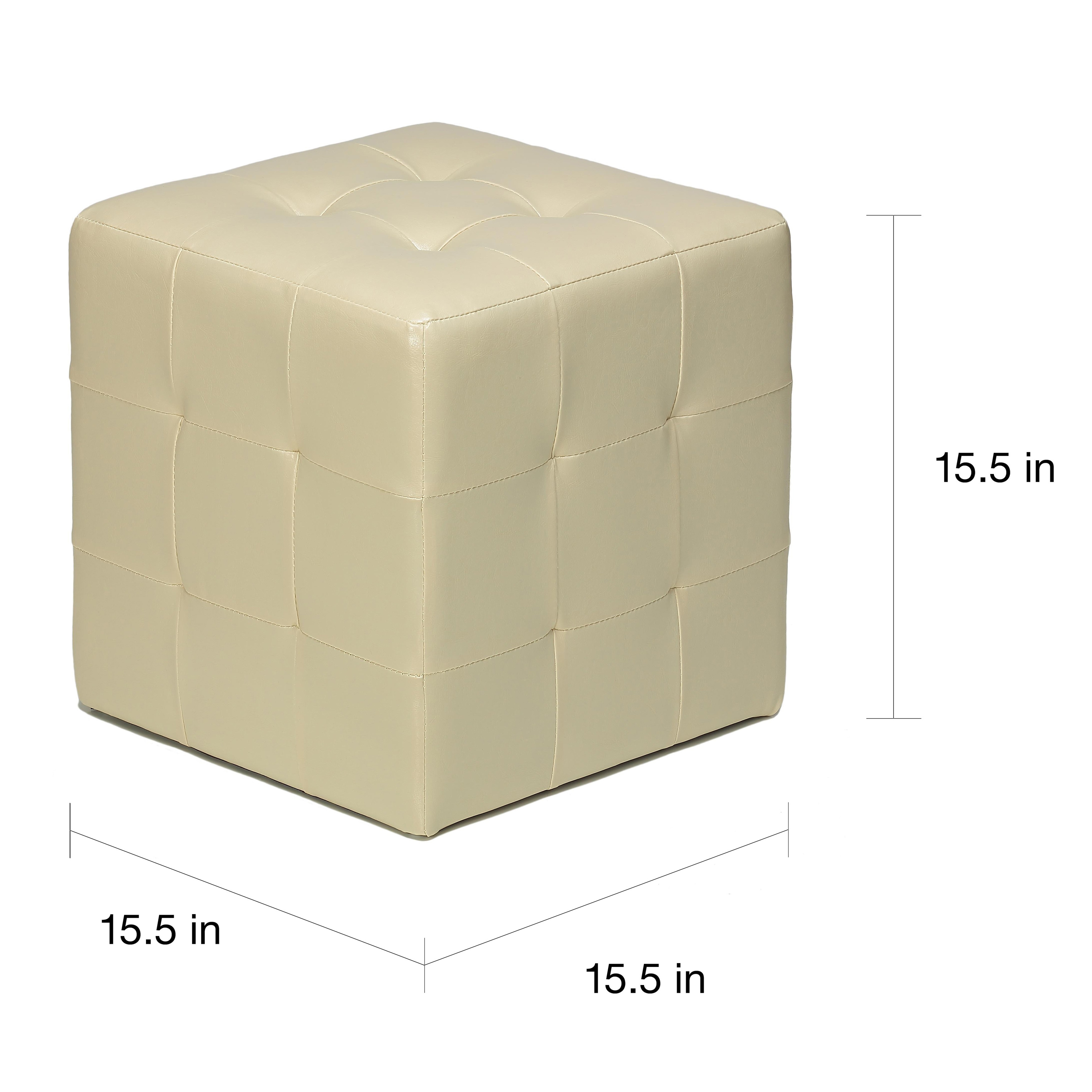 Porch Den Brinwood Ivory Faux Leather Cube Ottoman Porch Den Brinwood Ivory Faux