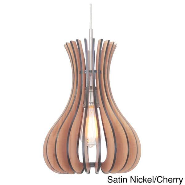 Shop Canopy 1 Light Genie Wood Slat Medium Size Pendant