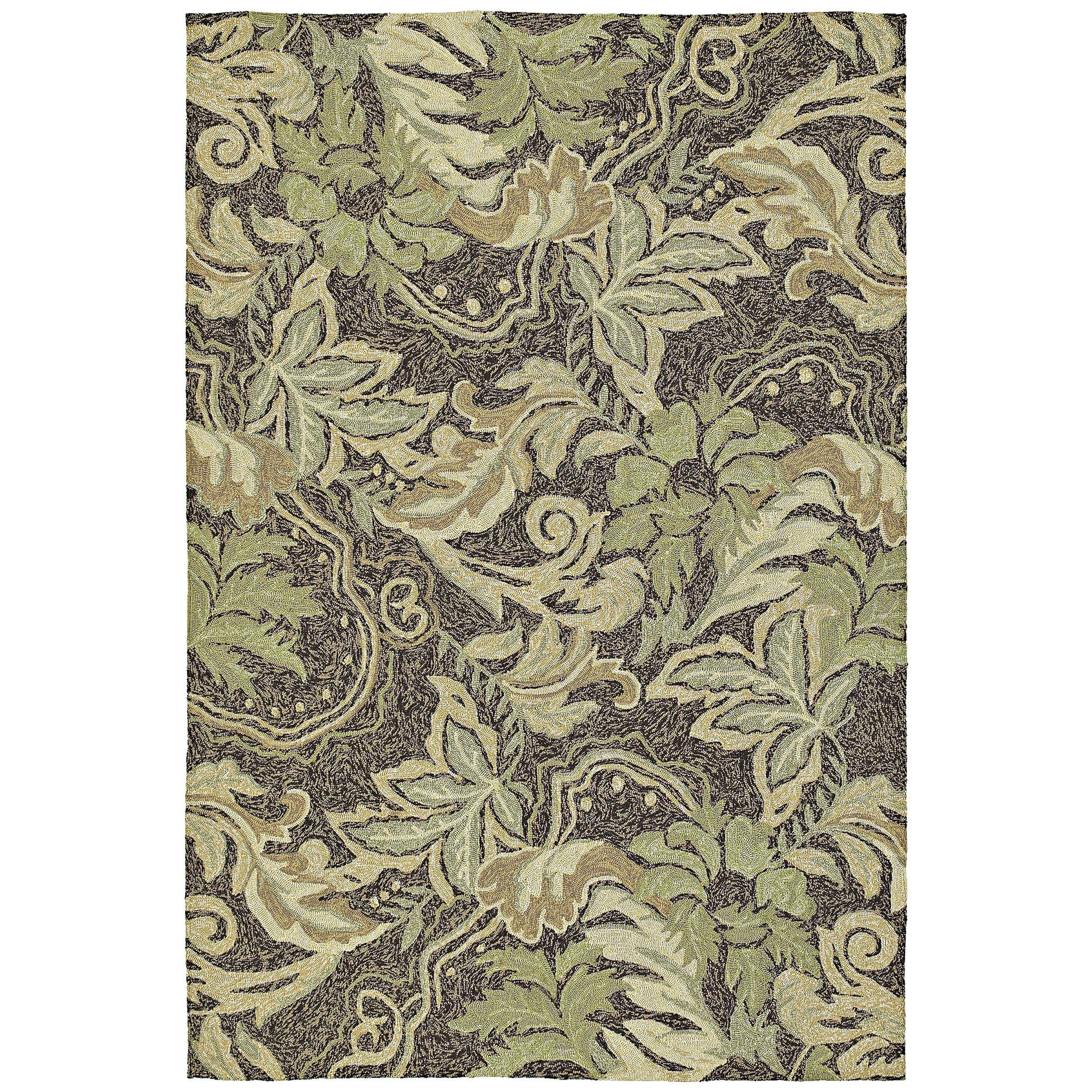 Indoor/ Outdoor Fiesta Green Leaves Rug (3 X 5)