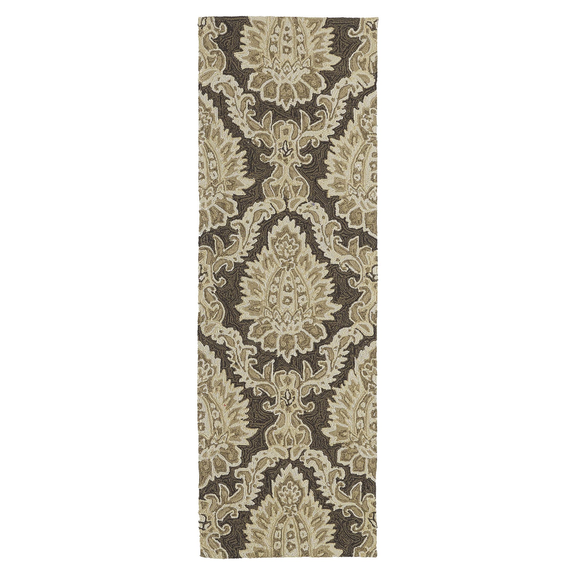 Indoor/ Outdoor Fiesta Chocolate Damask Rug (2 X 6)