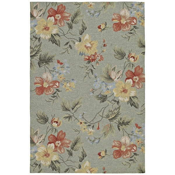 Indoor/ Outdoor Fiesta Green Boquet Rug (2' x 3') - 2' x 3'