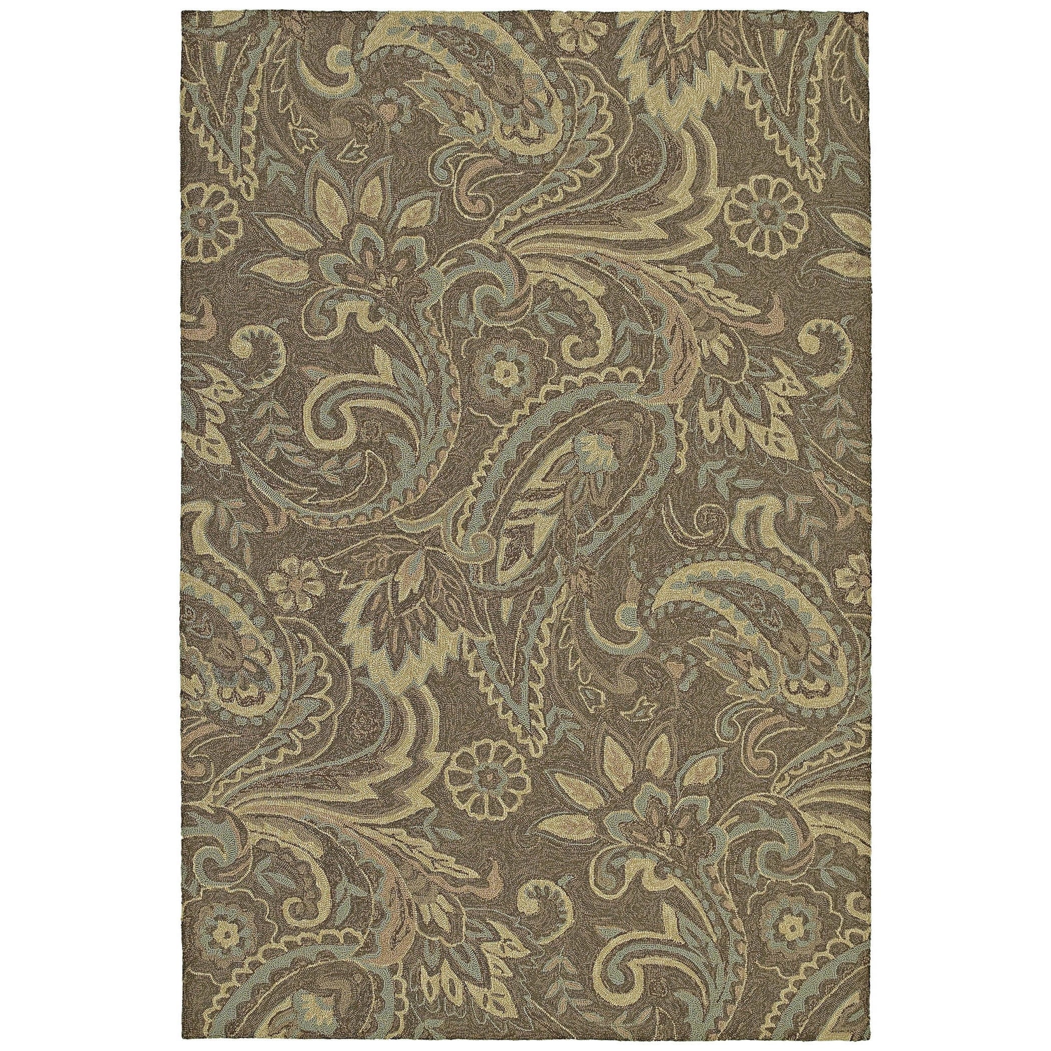 Indoor/ Outdoor Fiesta Brown Paisley Rug (9 X 12)