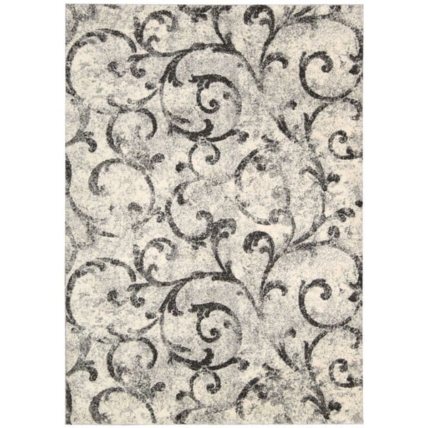 slide 2 of 21, Santa Barbara KI200 Shag Area Rug 5'3" x 7'5" - White/Grey