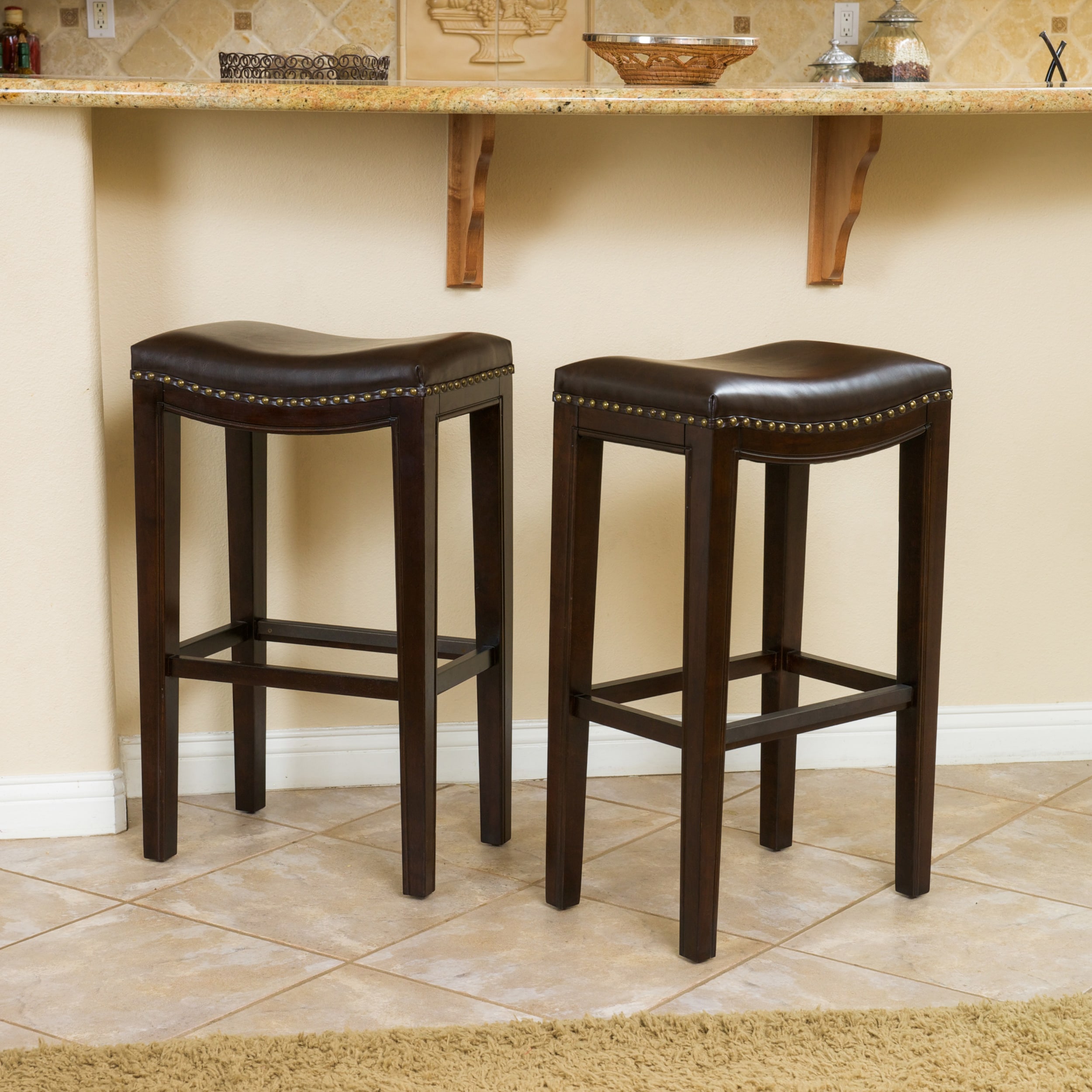 Christopher Knight Home Avondale Brown Backless Bar Stools (set Of 2)