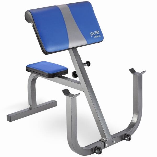 Shop Pure Fitness Preacher Curl Weight Bench With Wheels Blue