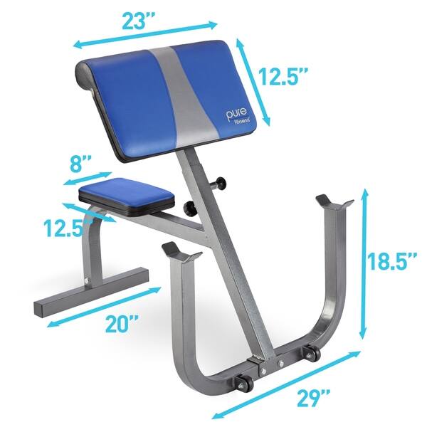 Shop Pure Fitness Preacher Curl Weight Bench With Wheels Blue