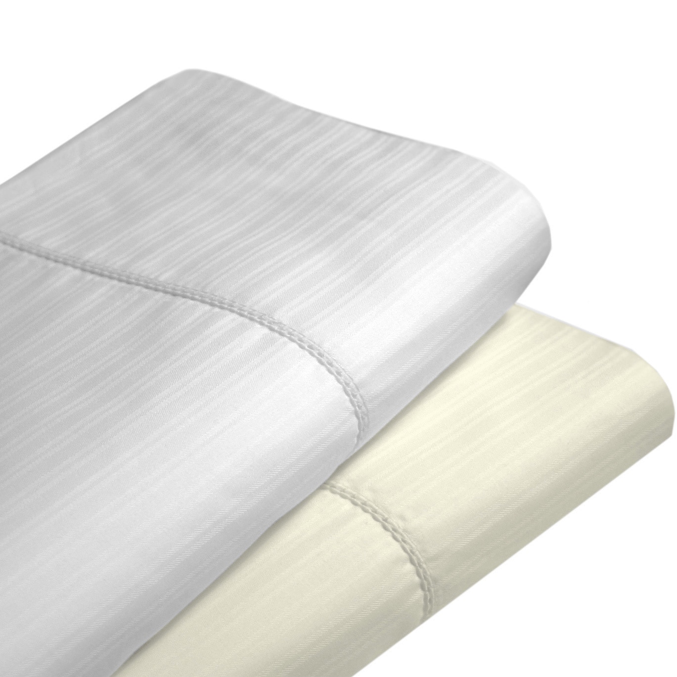 Tribeca Living Dobby Stripe Egyptian Cotton 475 Thread Count Hemstitched Deep Pocket Sheet Set White Size Queen