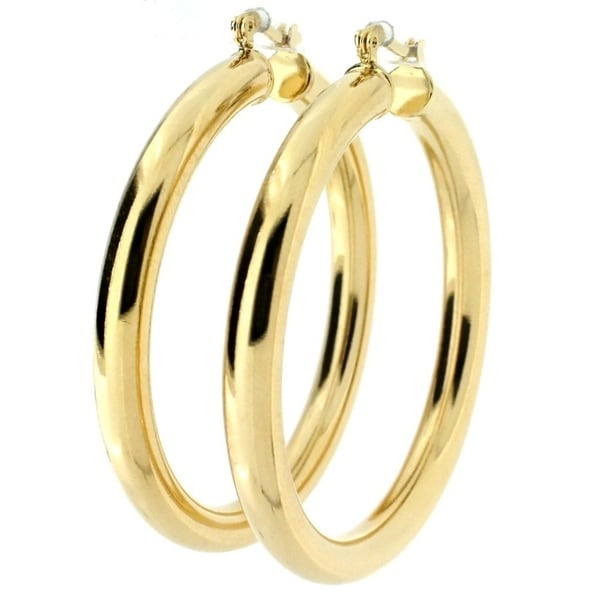 Shop Handmade 4mm Wide Gold Plated Hoop Earrings (Brazil) Free