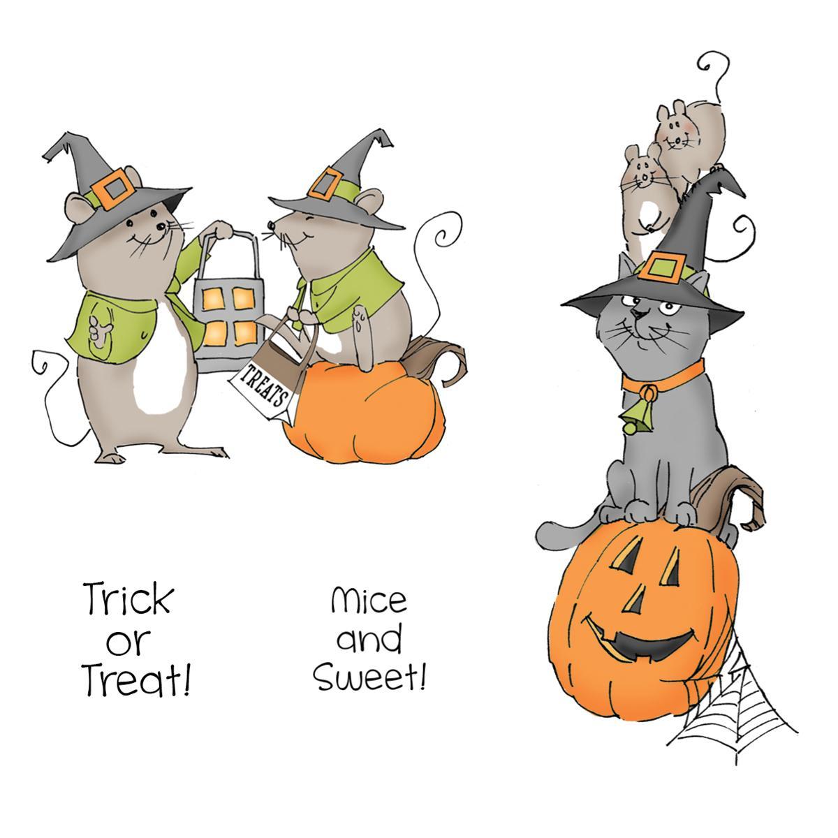 Art Impressions Halloween Cling Rubber Stamp Set  Mice And Sweet