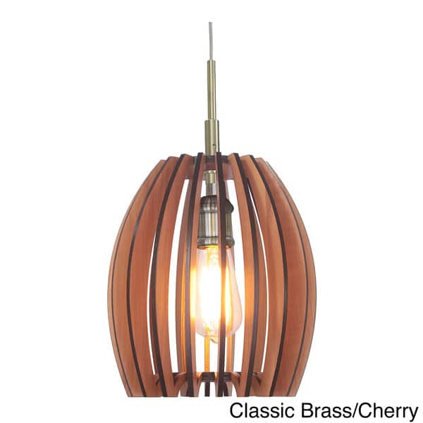 slide 2 of 6, Canopy 1-light Crescendo Wood Slat Pendant