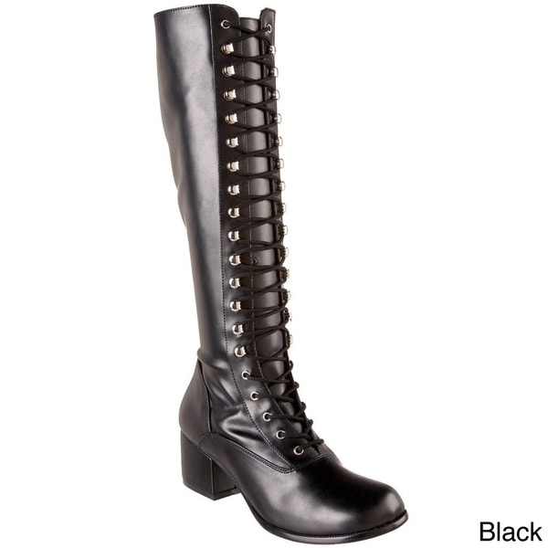 Funtasma Women's 'Retro-302' Black Patent Lace-up Boots - Free Shipping ...