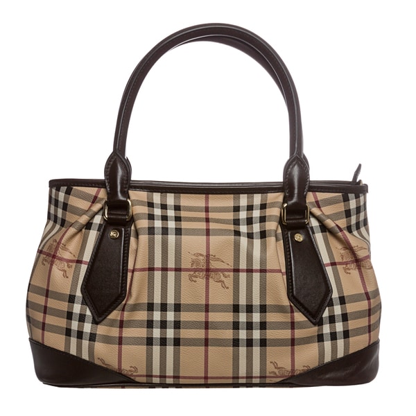 Burberry 'Heathcliff' Medium Beige Haymarket Tote Burberry Designer Handbags