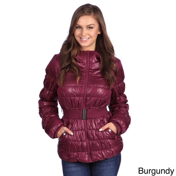 maroon puffer jacket