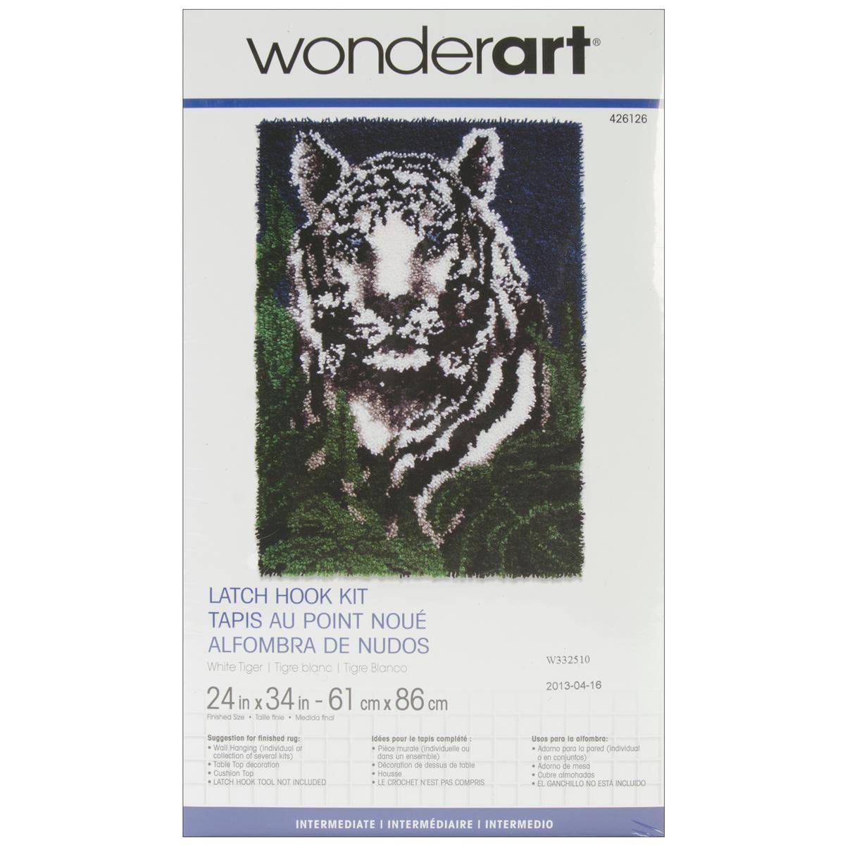 Wonderart Latch Hook Kit 24 X34  White Tiger (24x34in. Design White Tiger. Made in USA. )