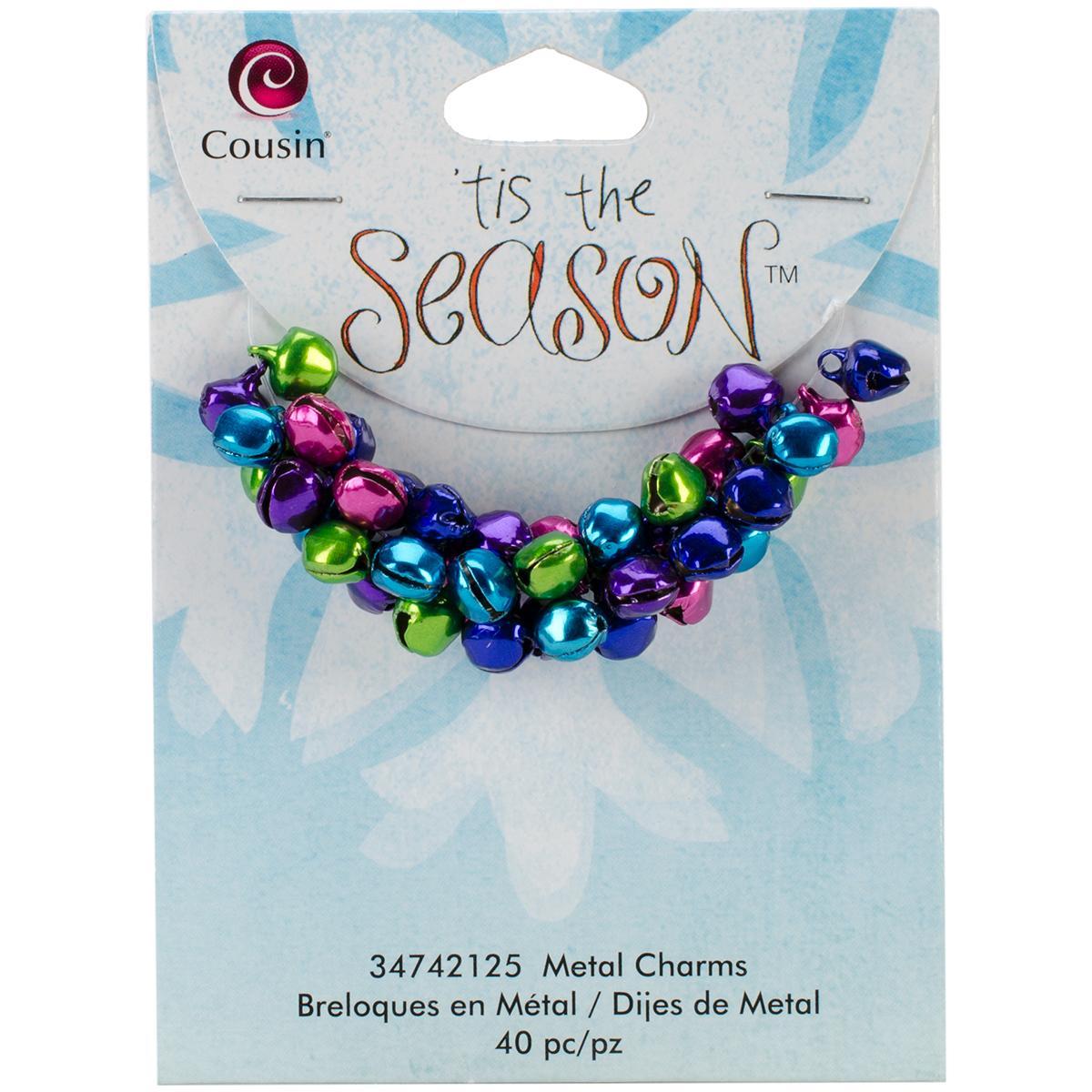 Tis The Season Metal Charms  Pink/purple/blue Bell 40/pkg