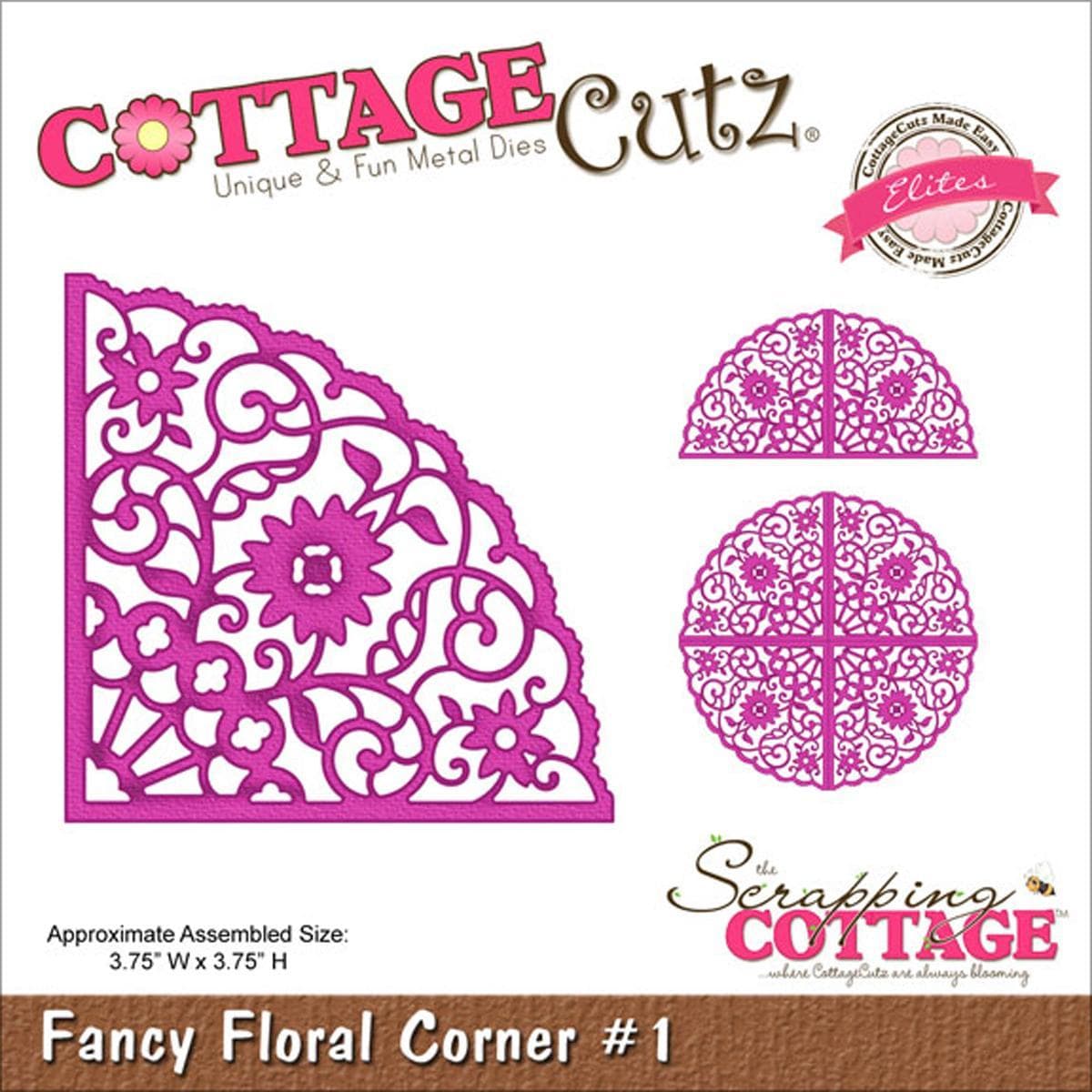 Cottagecutz Elites Die   Fancy Floral Corner #1