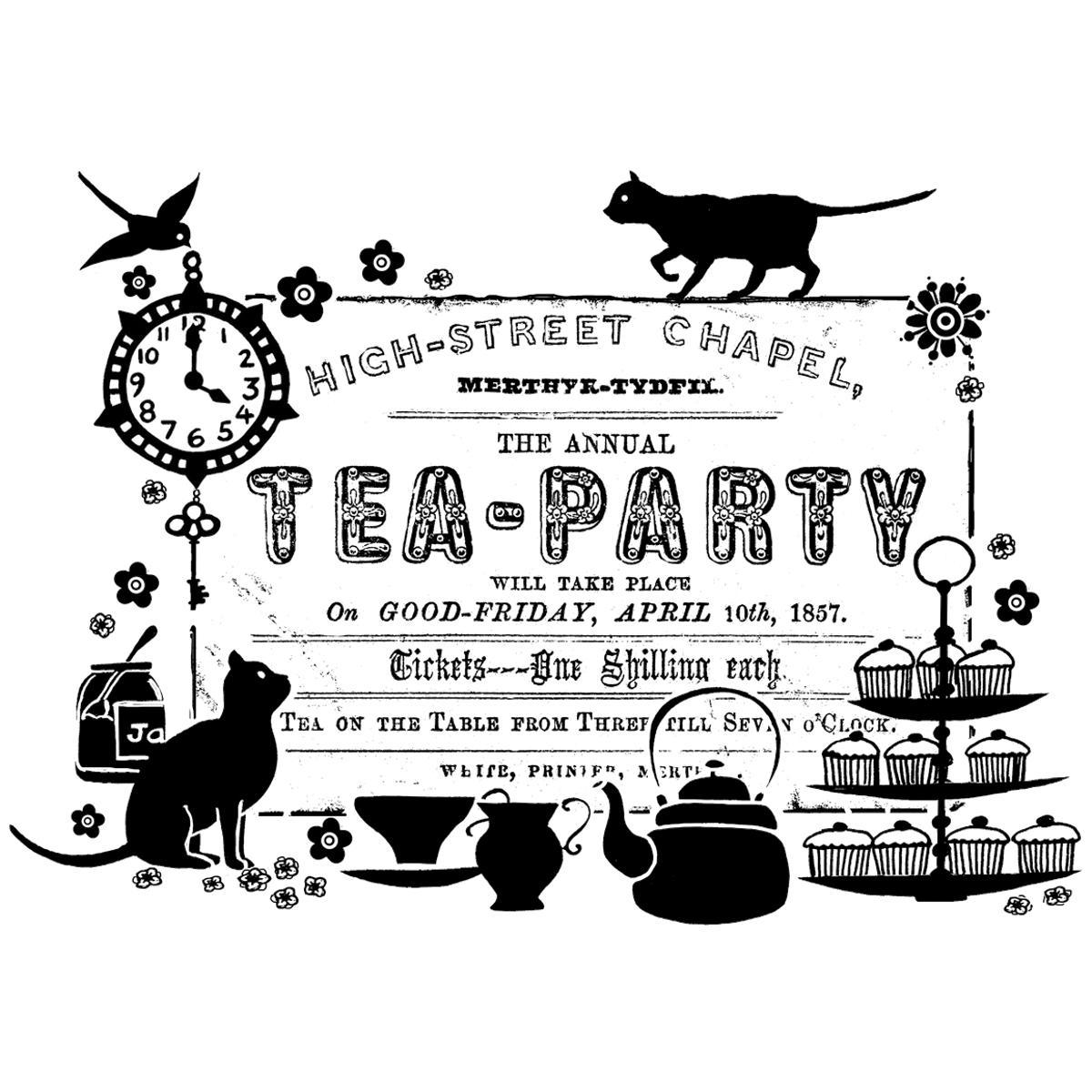 Crafty Individuals Unmounted Rubber Stamp 4.75 X7 Pkg  Tea Party Ticket