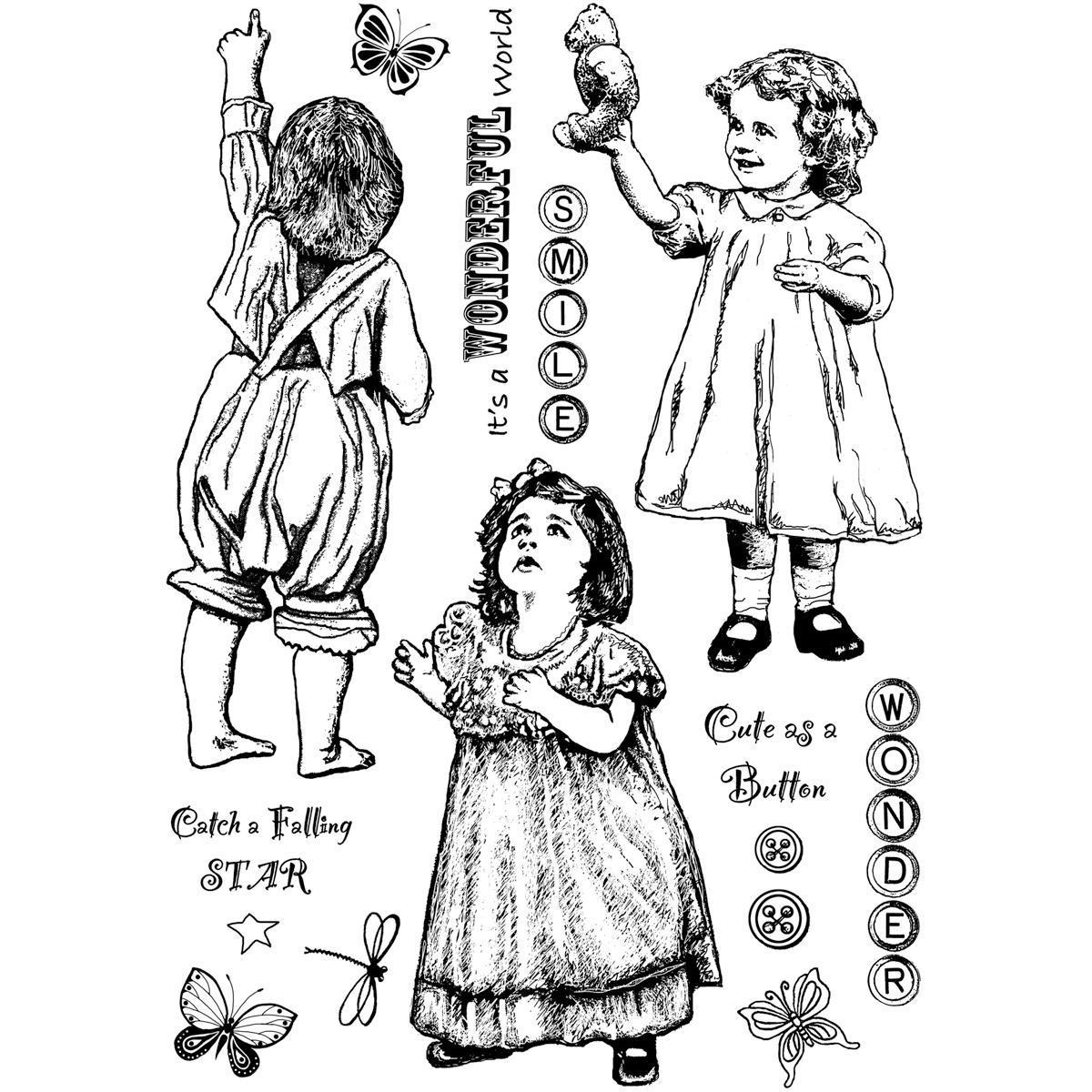 Crafty Individuals Unmounted Rubber Stamp 4.75 X7 Pkg  Wonder Of Childhood