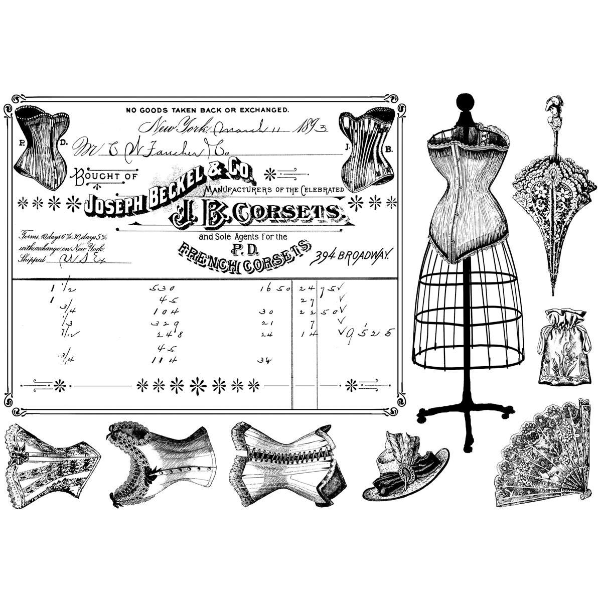 Crafty Individuals Unmounted Rubber Stamp 4.75 X7 Pkg  French Corsets