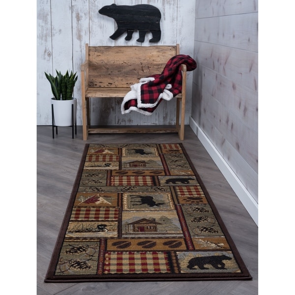 Alise Rugs Natural Lodge Novelty Lodge Runner Rug - multi - 2'7 x 7'3