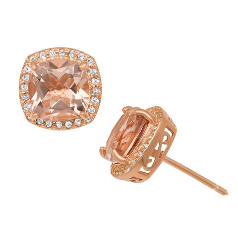 Gioelli Rose Gold/ Silver Simulated Morganite and Created Sapphire Earrings