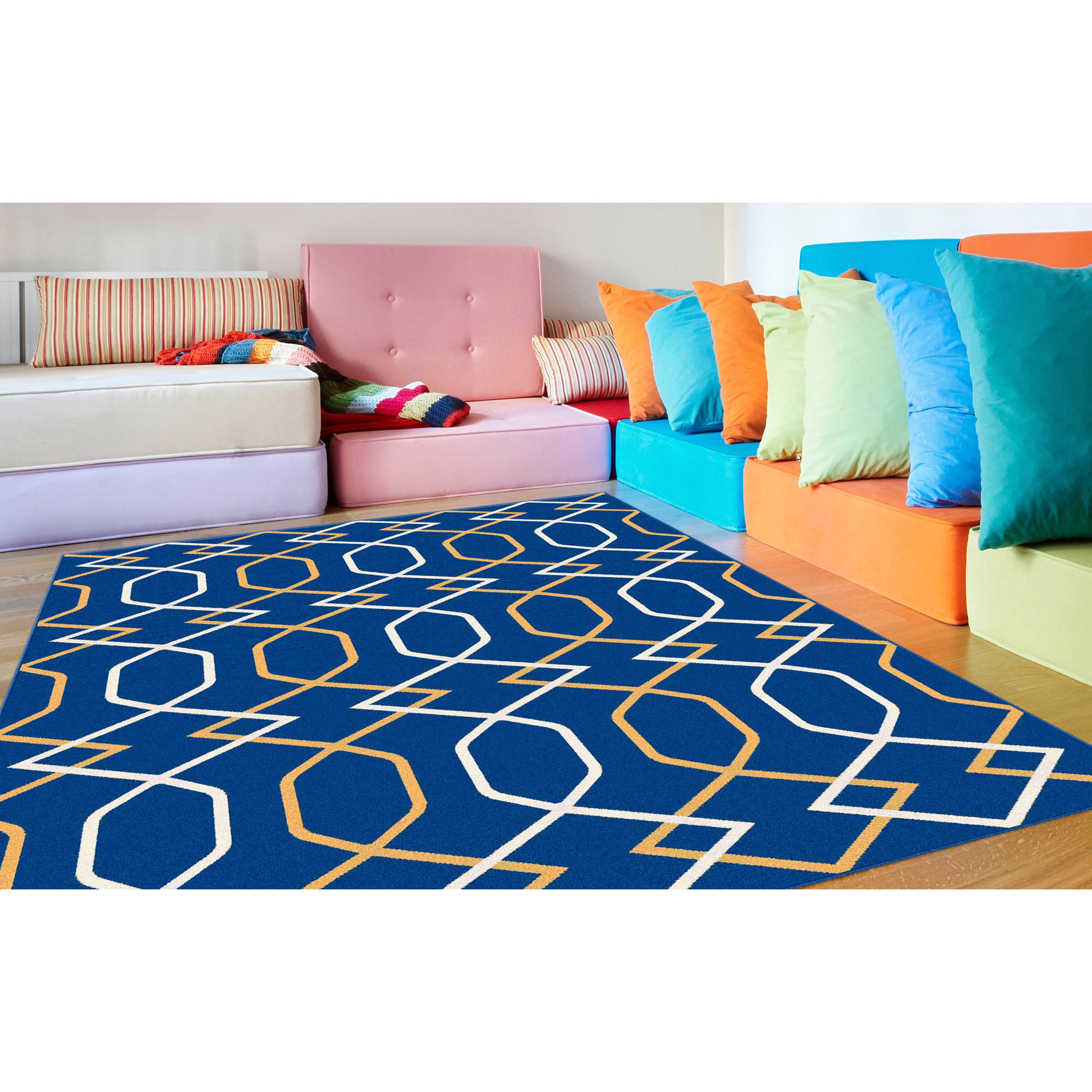 Metropolis Navy Contemporary Area Rug (27x73)