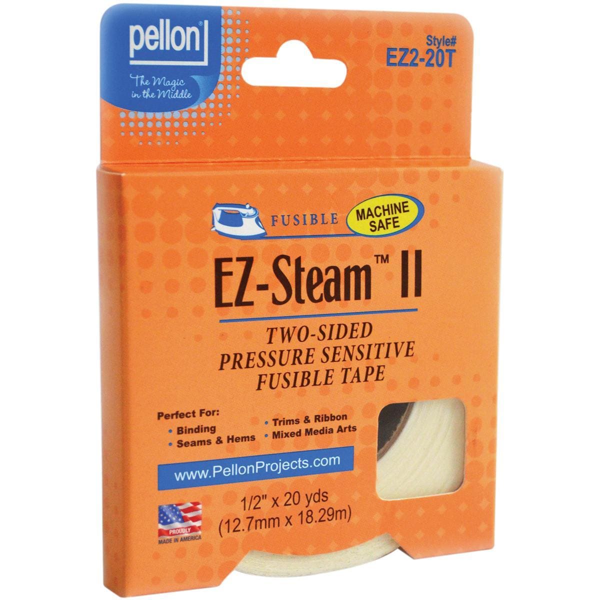 Pellon EZ Steam Ii 1/2 X20 Yards Tape  White (White. Made in USA. )