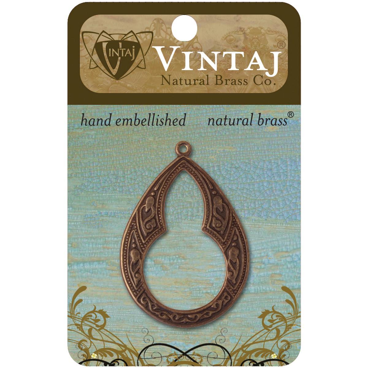 Vintaj Metal Accent 1/pkg  Large Bohemian Teardrop 46mmx32mm (46x32mm. Made in USA. )