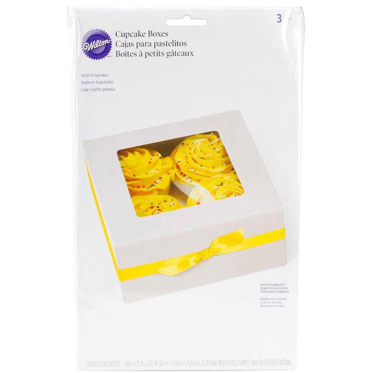 Cupcake Box  4 Cavity White 3/pkg (White. Imported. )