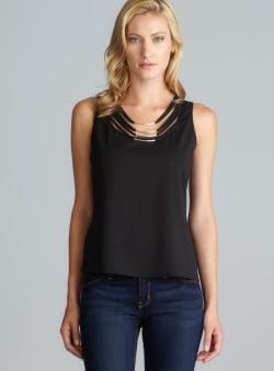 Calvin Klein Sleeveless Silver Hardware Detail Top Calvin Klein Sleeveless Shirts