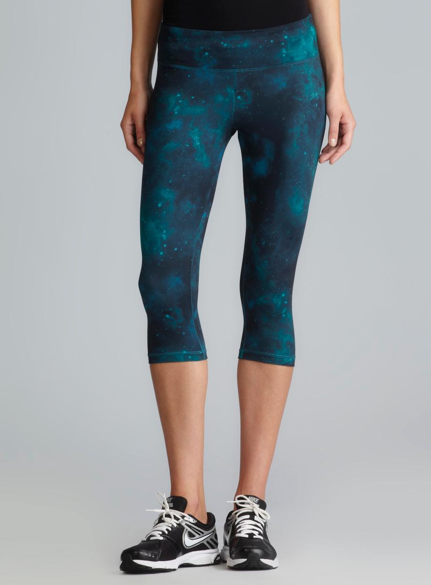 Marika Tek Green & Blue Galaxy Printed Dry Wik Performance Capri Pants