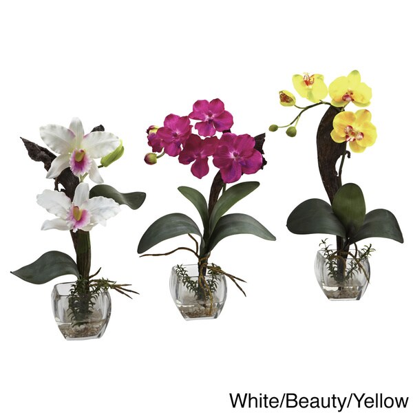 Mixed Orchid Cube Arrangements (Set of 3) Nearly Natural Silk Plants