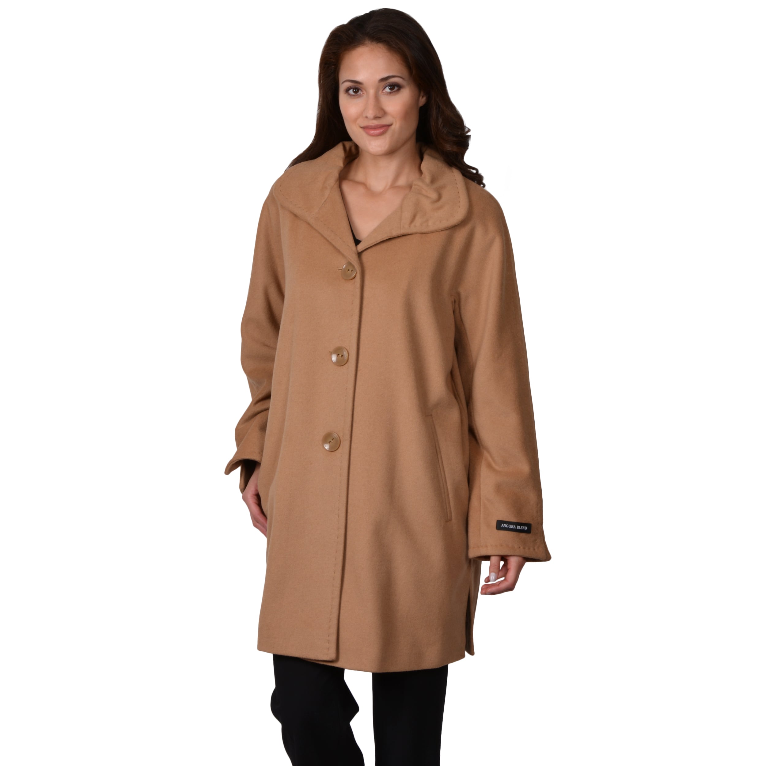 Ellen Tracy Womens Plus Wool Blend Button up Coat