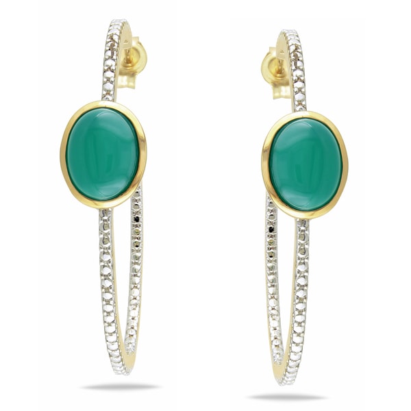 Miadora Yellowplated Silver Green Onyx Stud Earrings Miadora Gemstone Earrings