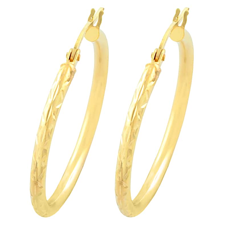 Fremada 14k Gold Diamond-cut Hoop Earrings (25 mm)