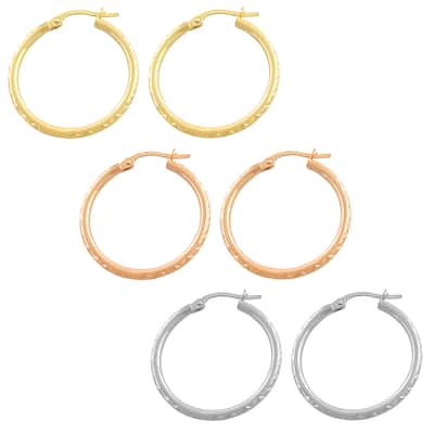 Fremada 14k Gold Diamond-cut Hoop Earrings (25 mm)
