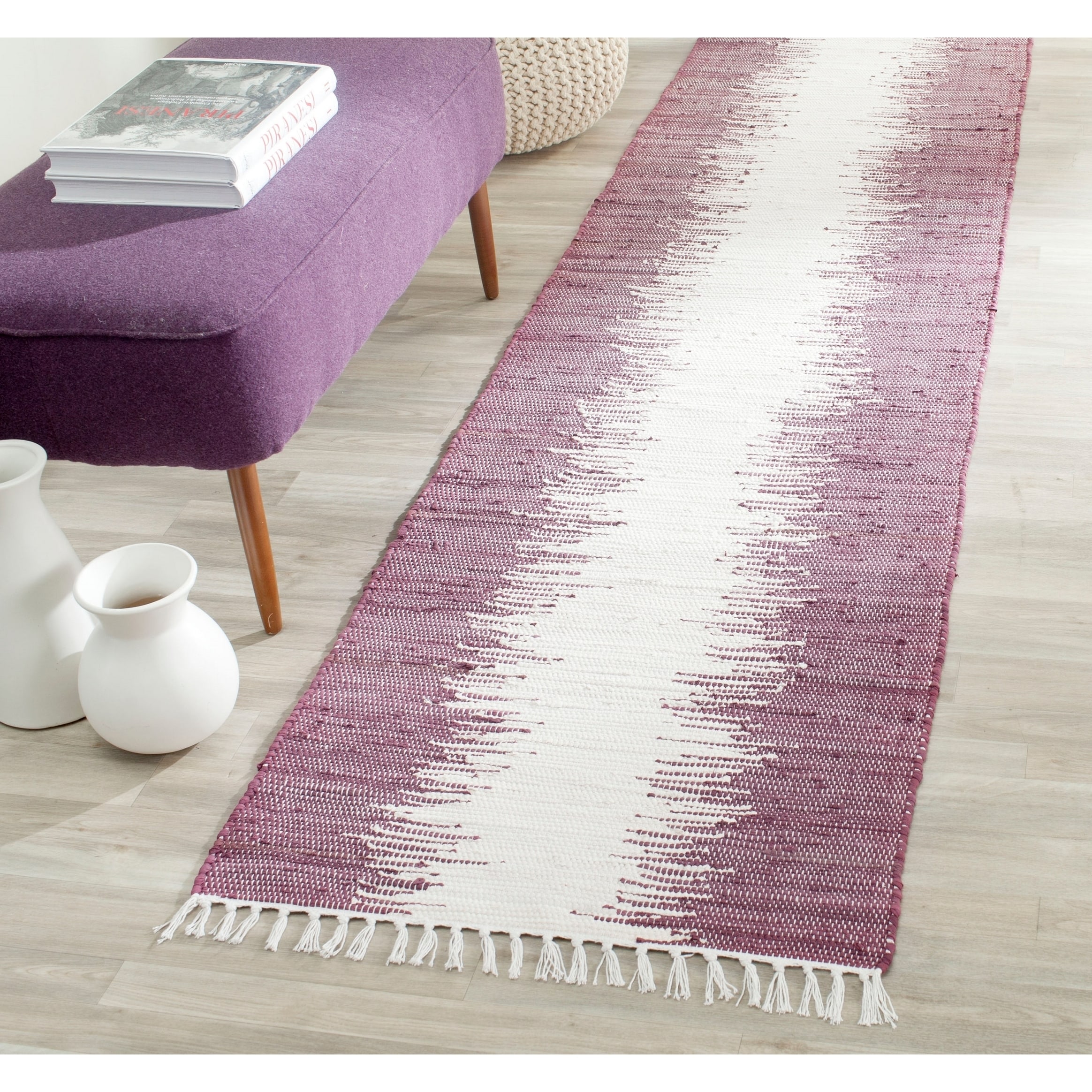 Safavieh Hand woven Montauk Purple Cotton Rug (23 X 6)