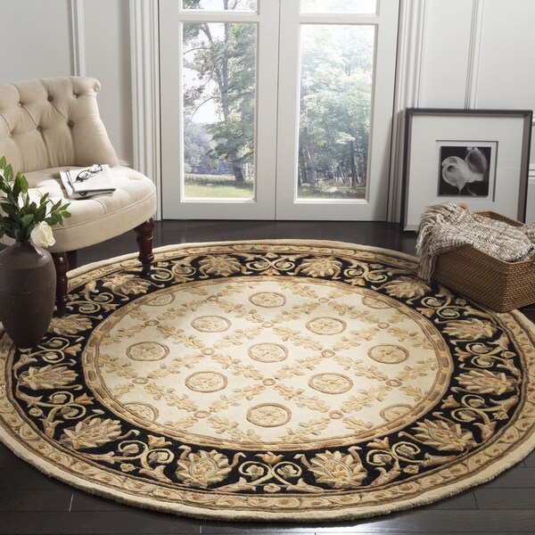 Shop Safavieh Handmade Naples Ivory/ Black Wool Rug 8' Round Free