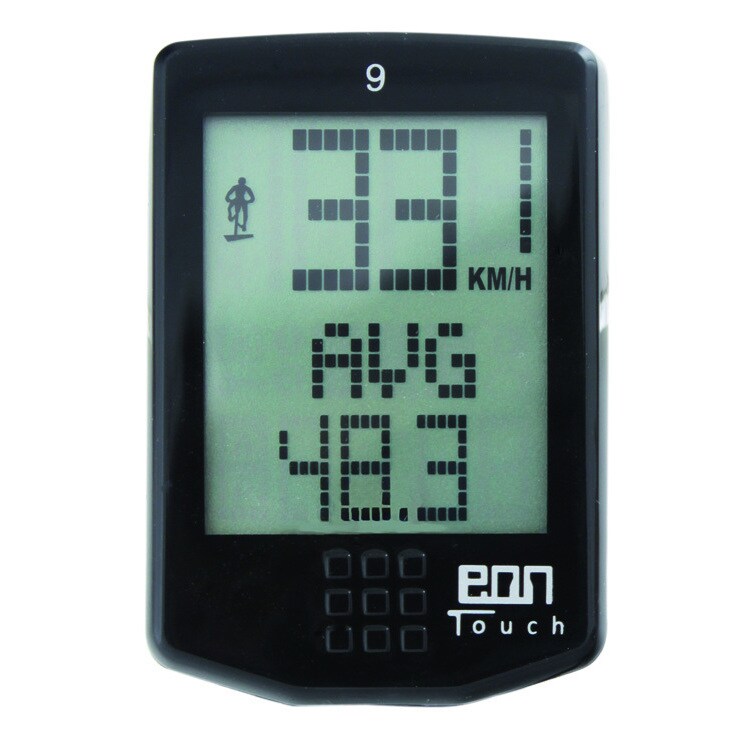 Eon Touch 8 Cycle Computer (BlackModel 244610Available sizes Universal FitMaterials Re enforced plasticDimensions 6 inches long x 4 inches wide x 6 inches highWaterproof touch screen, wireless speed9 Functions including current speed, average speed, o