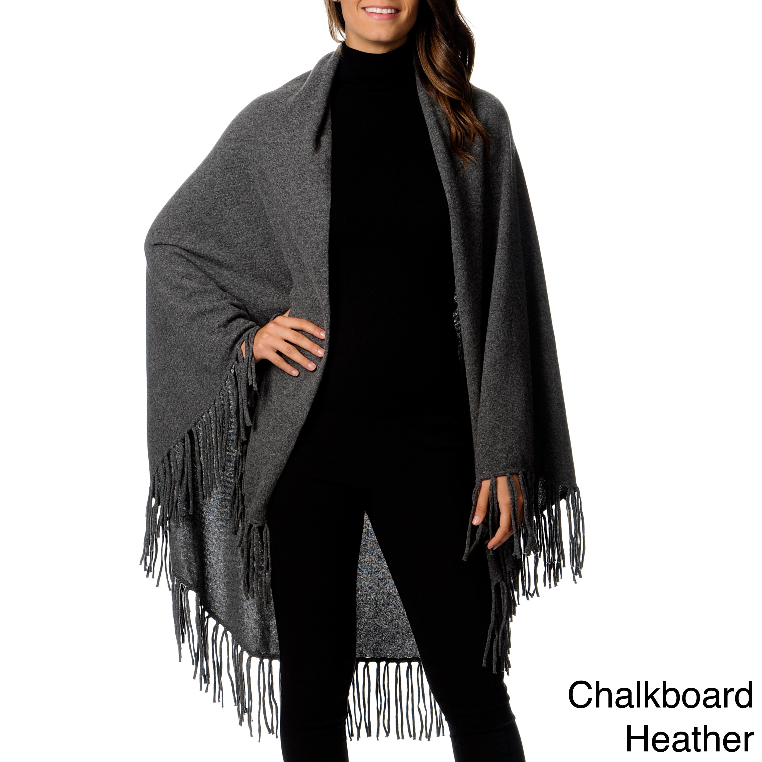 Ply Cashmere Womens Half Circle Fringe Shawl