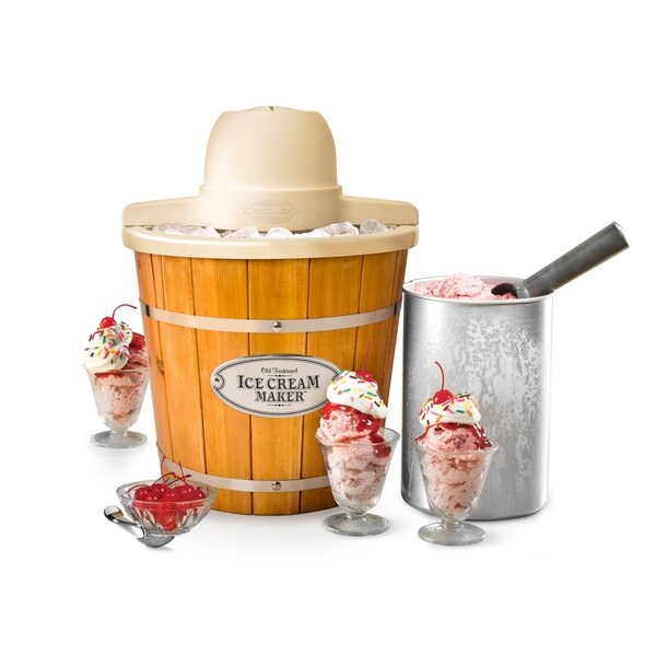 Nostalgia ICMP400WD 4-Quart Electric Wood Bucket Ice Cream Maker