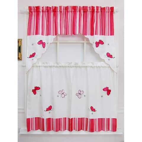Candy Stripe Butterfly Tiered Curtain Set