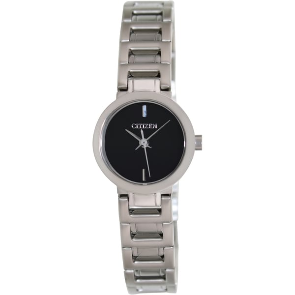 Citizen Women's Classic Silver Stainless Steel and Black Dial Quartz Watch Citizen Women's Citizen Watches