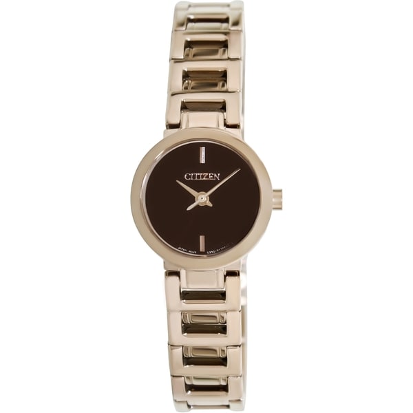 Citizen Women's Classic Gold Stainless Steel and Brown Dial Quartz Watch Citizen Women's Citizen Watches