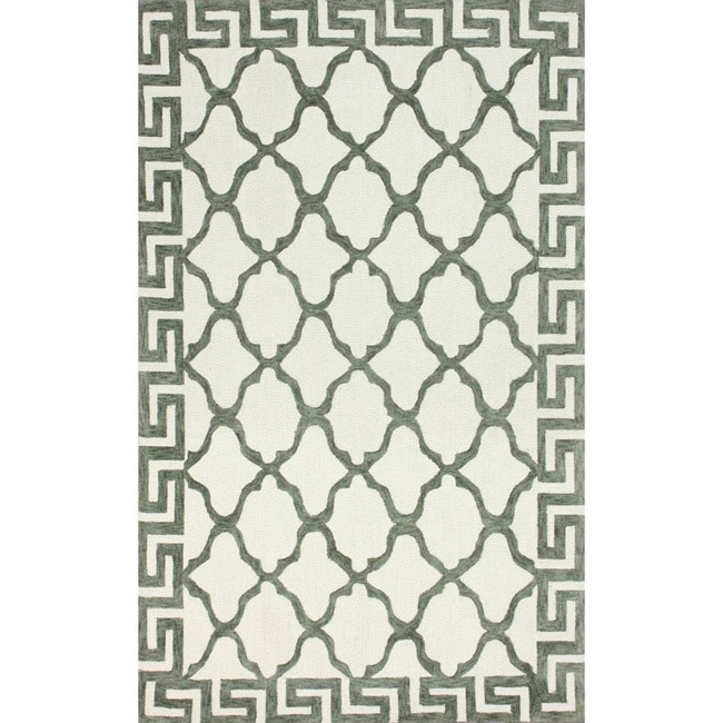 Nuloom Hand hooked White/ Grey Wool blend Rug (76 X 96)