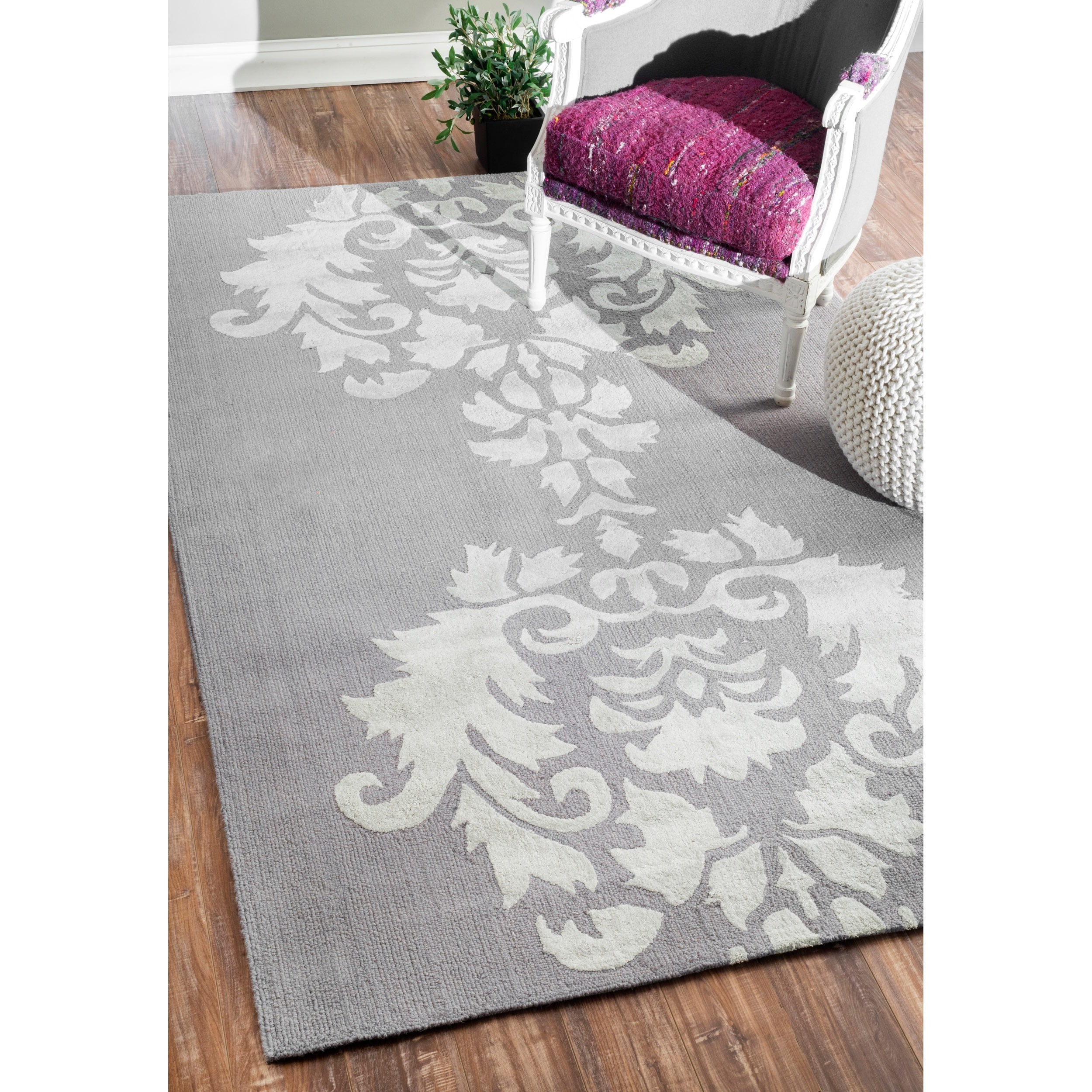 Nuloom Hand hooked Grey/ Light Grey Wool blend Rug (83 X 11)