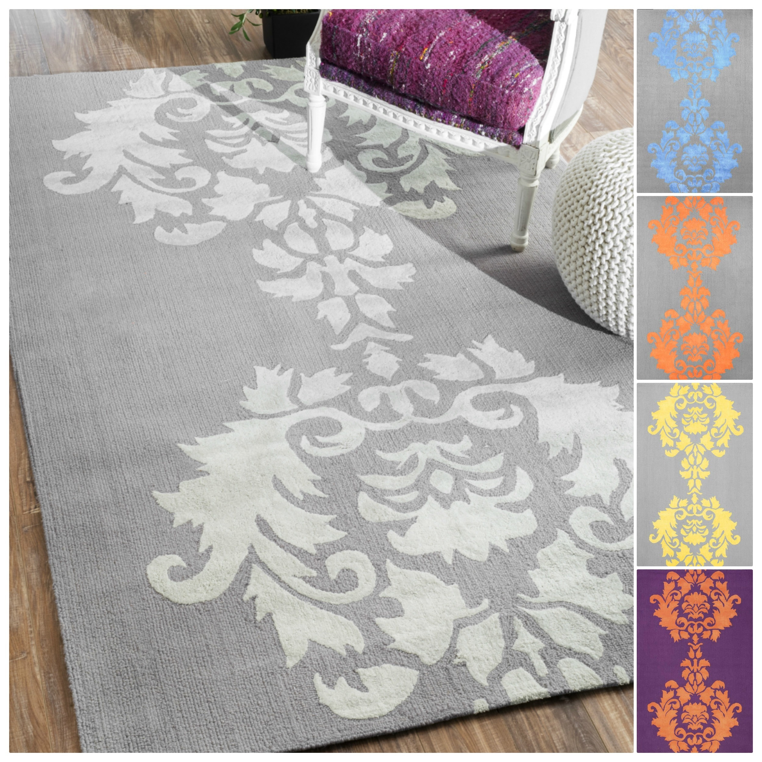 Nuloom Hand hooked Light Grey Wool Rug (76 X 96)