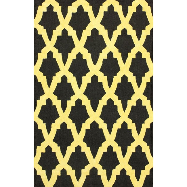 Nuloom Hand hooked Black/ Yellow Wool blend Rug (76 X 96)